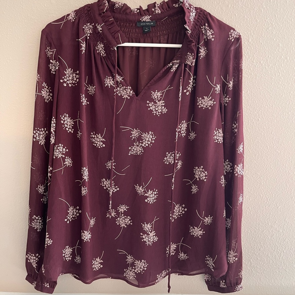 Women's Floral Burgundy Blouse